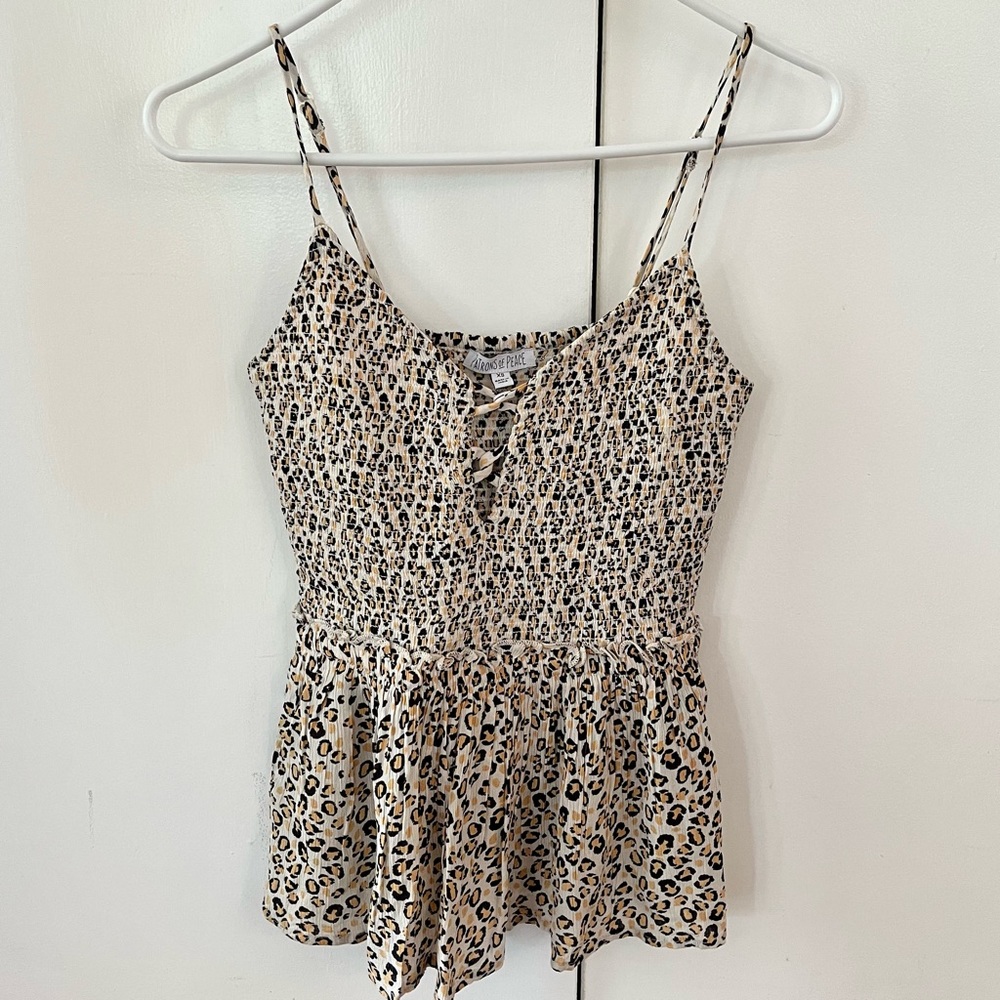 Patrons of Peace Yellow, Black and White Cheetah Print Tank, Women's Size XS